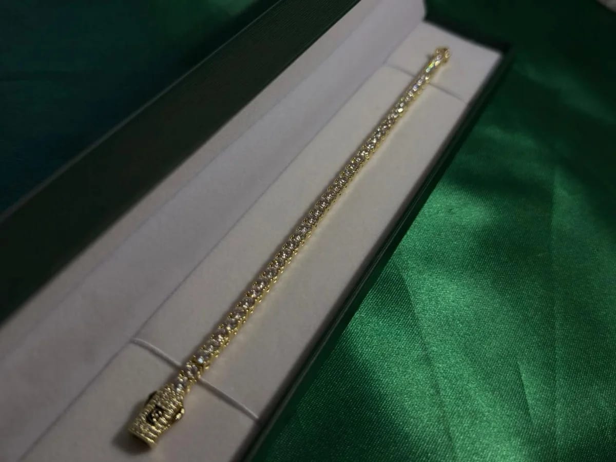 Pulsera Clásica Estilo Tenis con Circonias en Chapa de Oro 18k — vista 2