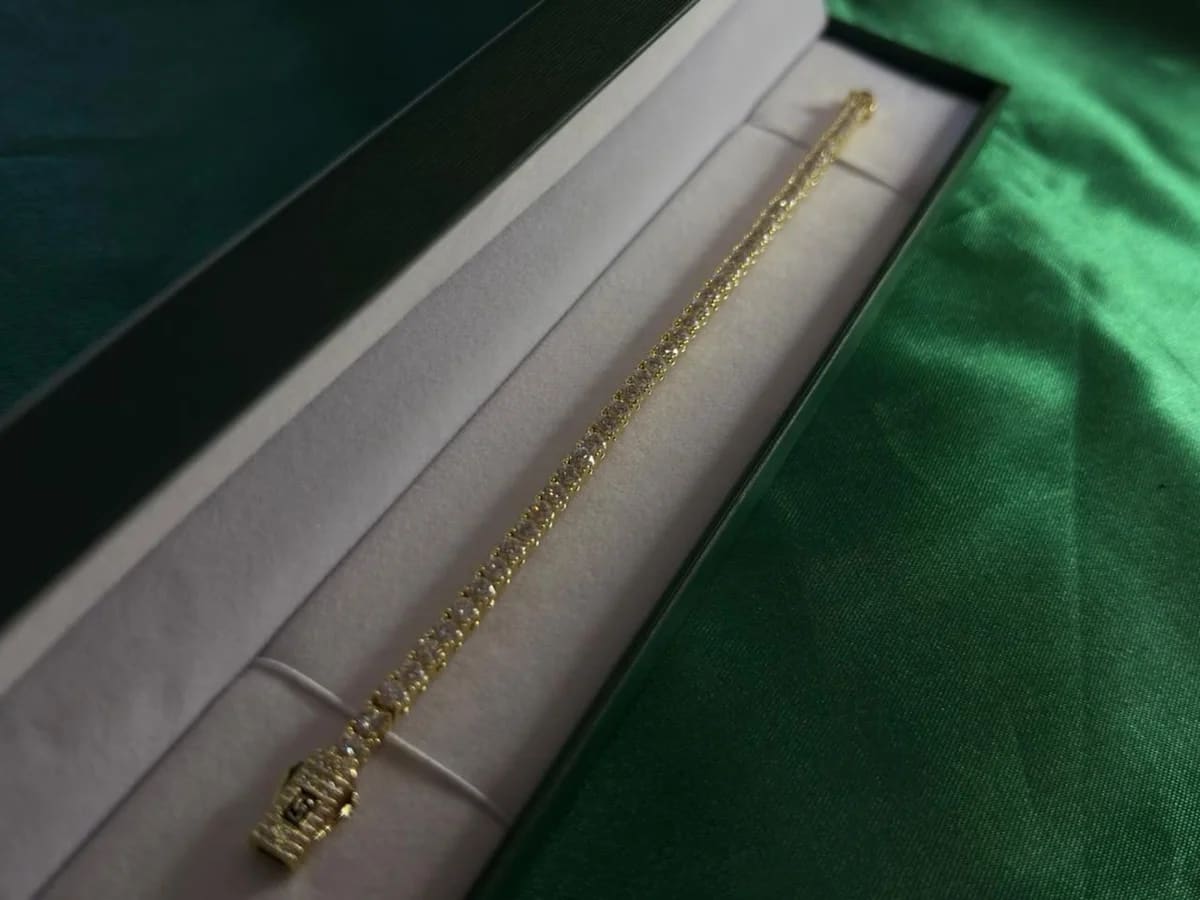 Pulsera Clásica Estilo Tenis con Circonias en Chapa de Oro 18k — vista 3