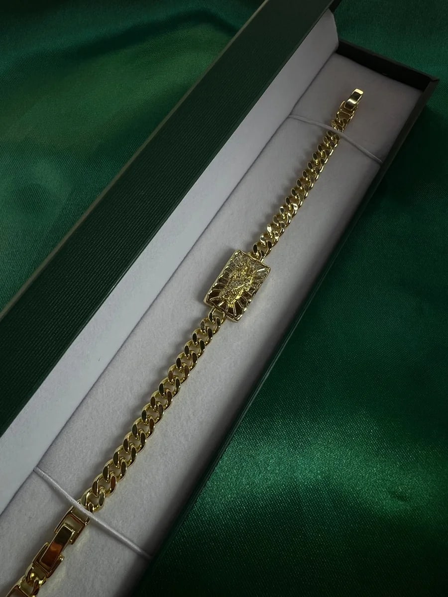 Pulsera Cubana con San Judas Dorada Chapa de Oro 18k — vista 2