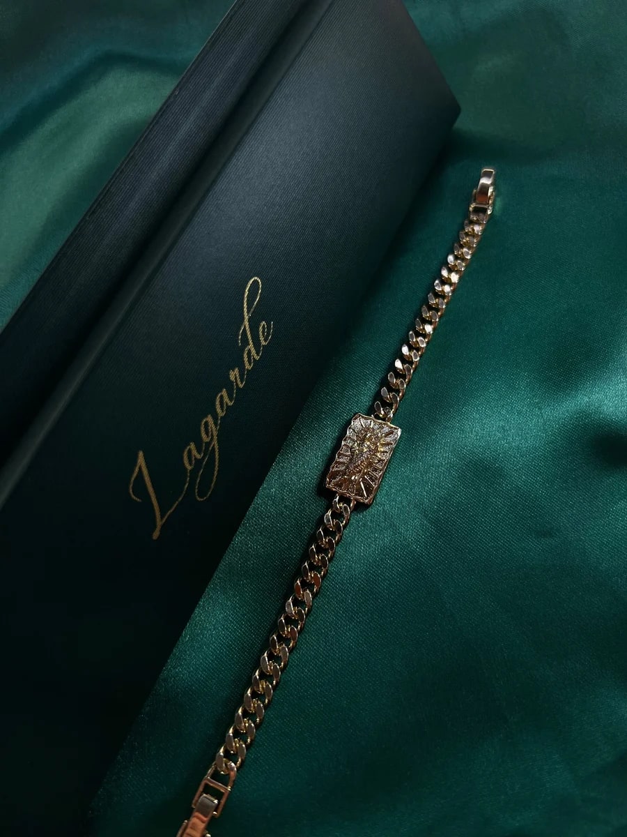 Pulsera Cubana con San Judas Dorada Chapa de Oro 18k — vista 5