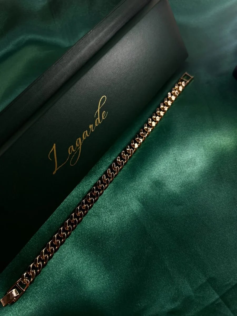 Pulsera Eslabón Cubano Grueso en Chapa de Oro 18k — vista 5
