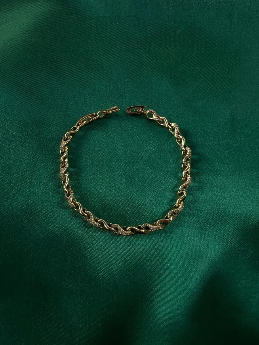 Pulsera Eslabones con Patrón en Chapa de Oro 18k — vista 5