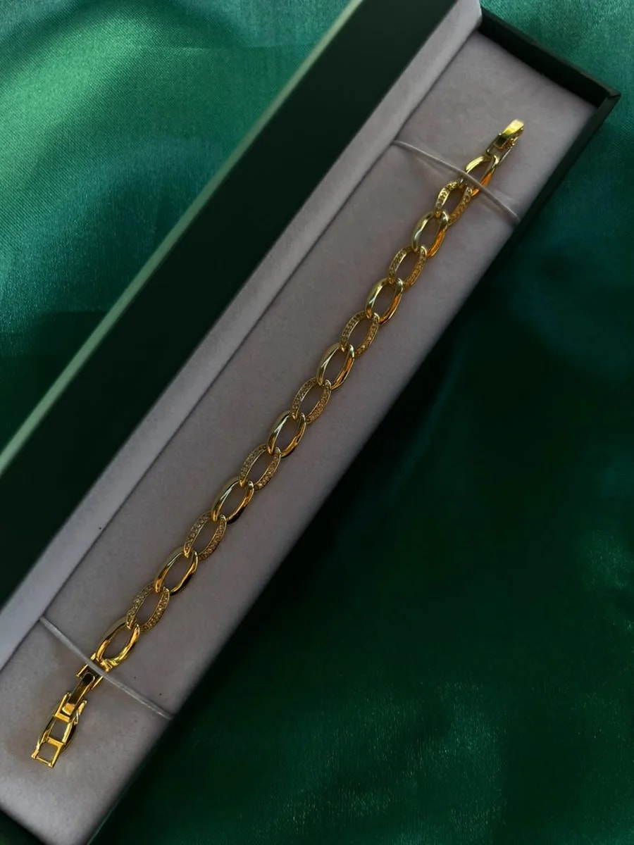 Pulsera Eslabones Ovalados Texturizados en Chapa de Oro 18k — vista 2