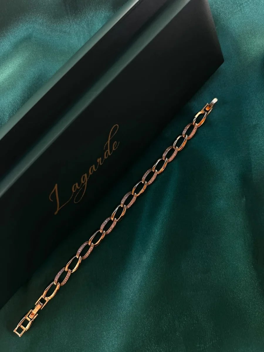 Pulsera Eslabones Ovalados Texturizados en Chapa de Oro 18k — vista 3