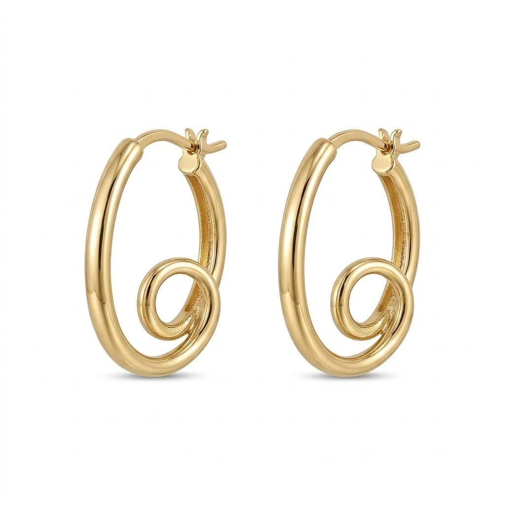 Arracadas con Diseño Sencillo de Chapa de Oro 18k
