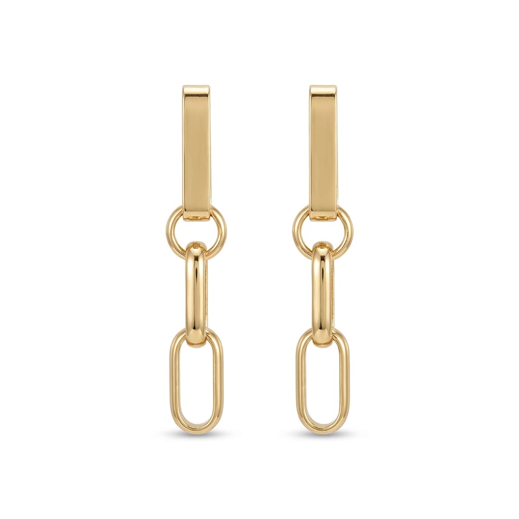 Aretes Largos Baño de Oro 18k Cadena