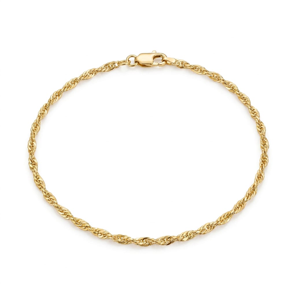 Pulsera Eslabones Torcidos con Brillo Chapa de Oro 18k