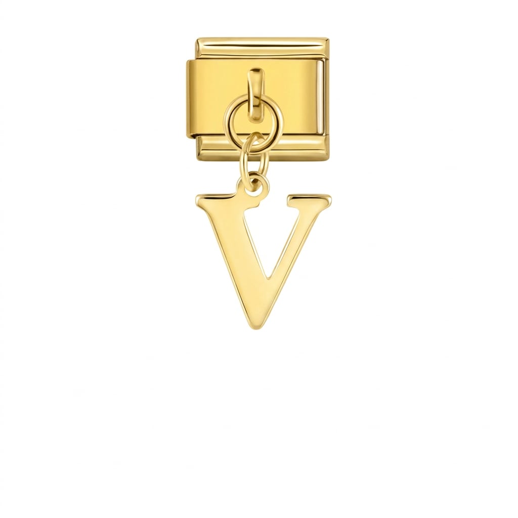 Charm Italiano Letra V Colgante Dorado