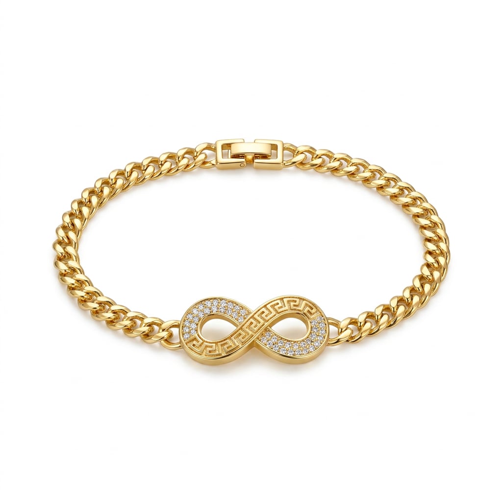 Pulsera Infinito Brillante en Chapa de Oro 18k