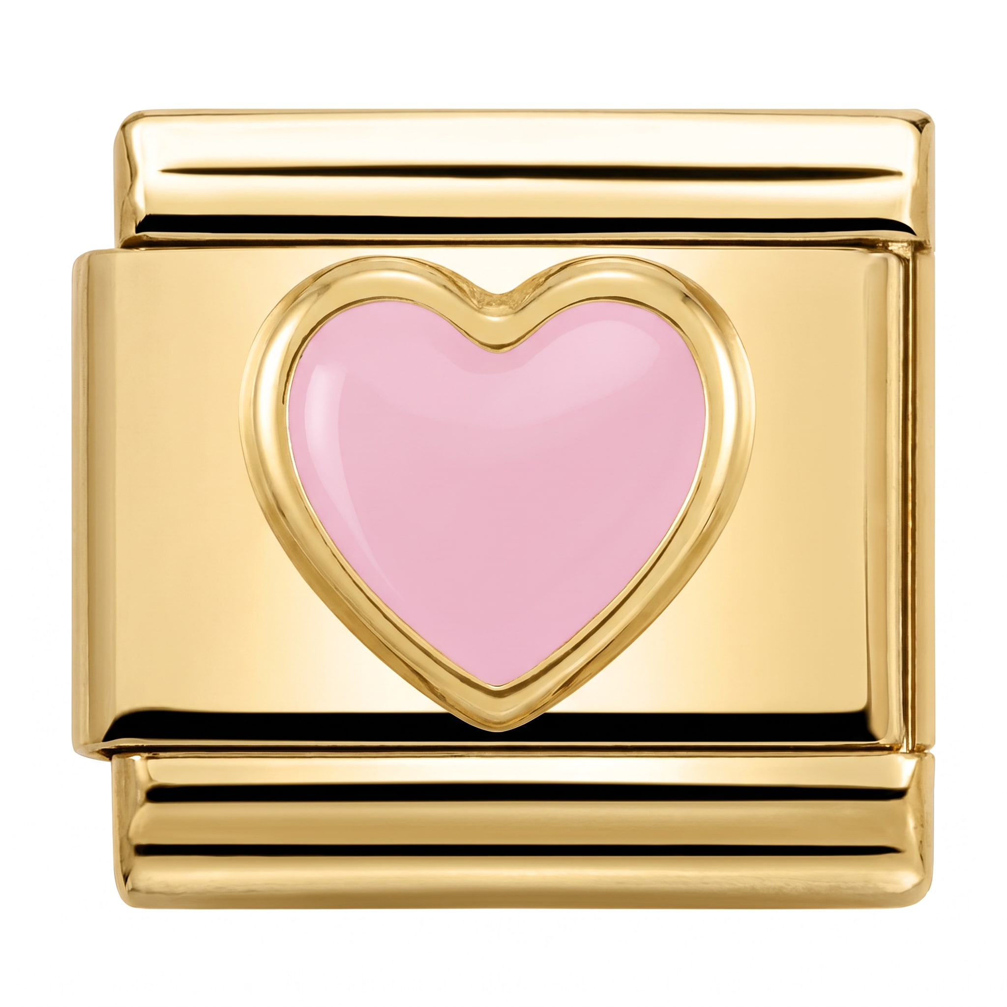 Charm Italiano Corazón Rosa Dorado