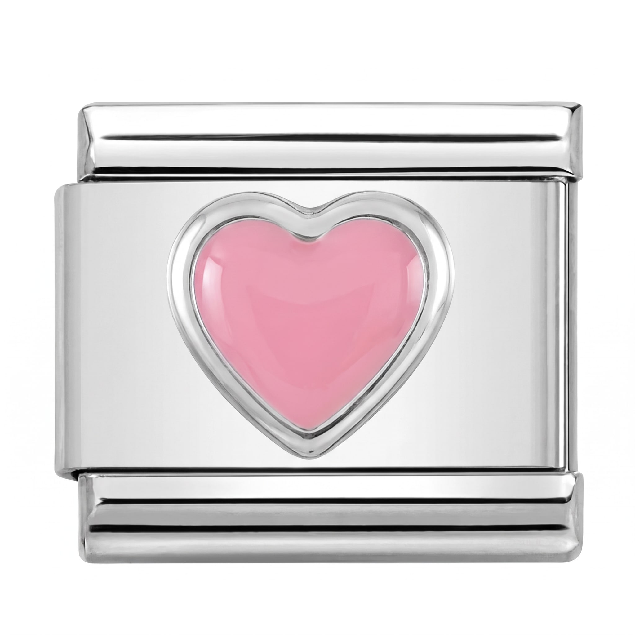 Charm Italiano Corazón Rosa Plateado