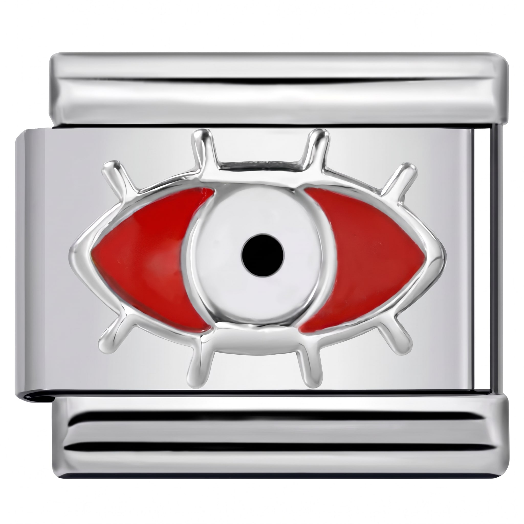 Charm Italiano Ojo Turco Rojo Plateado