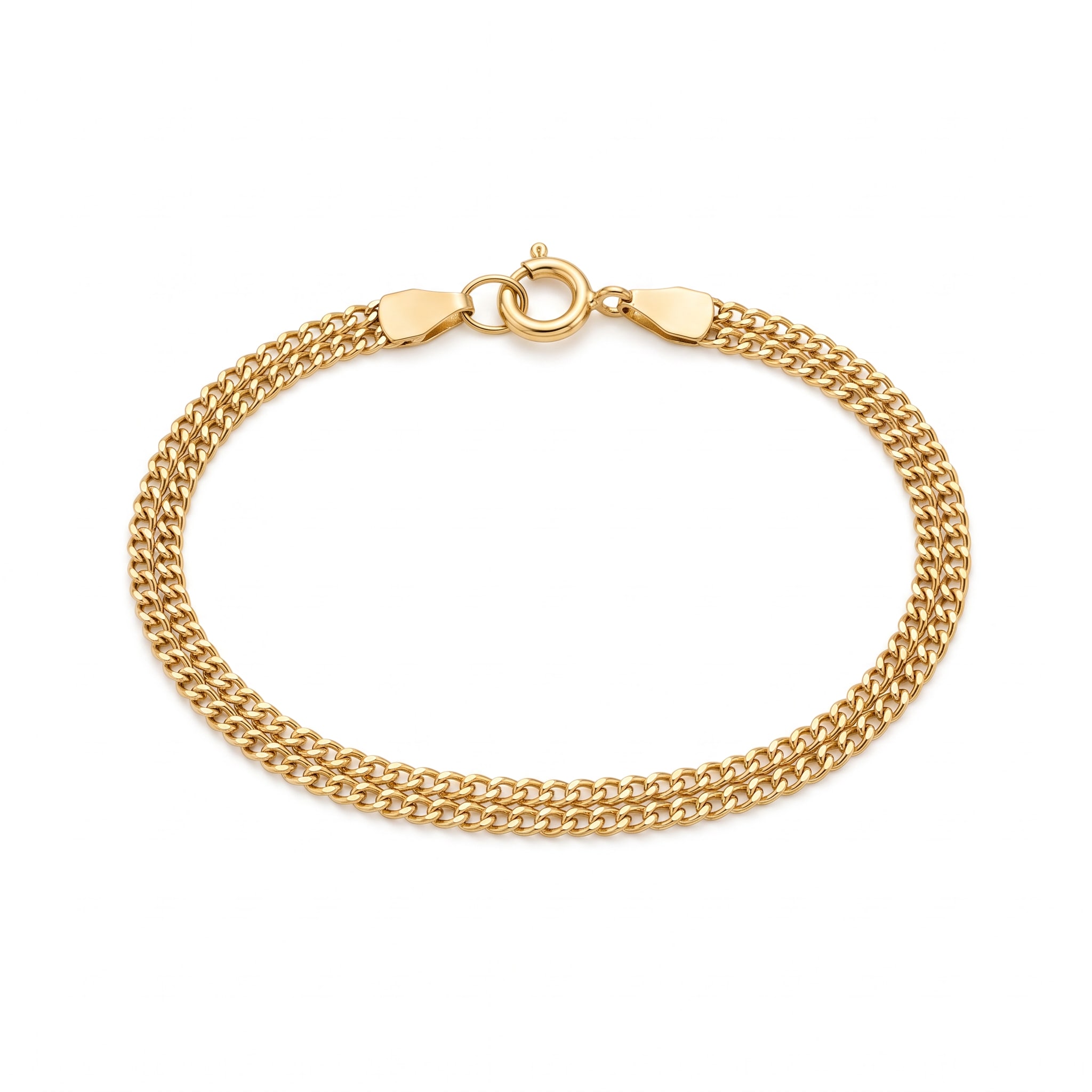 Pulsera Doble Cadena Fina en Chapa de Oro 18k