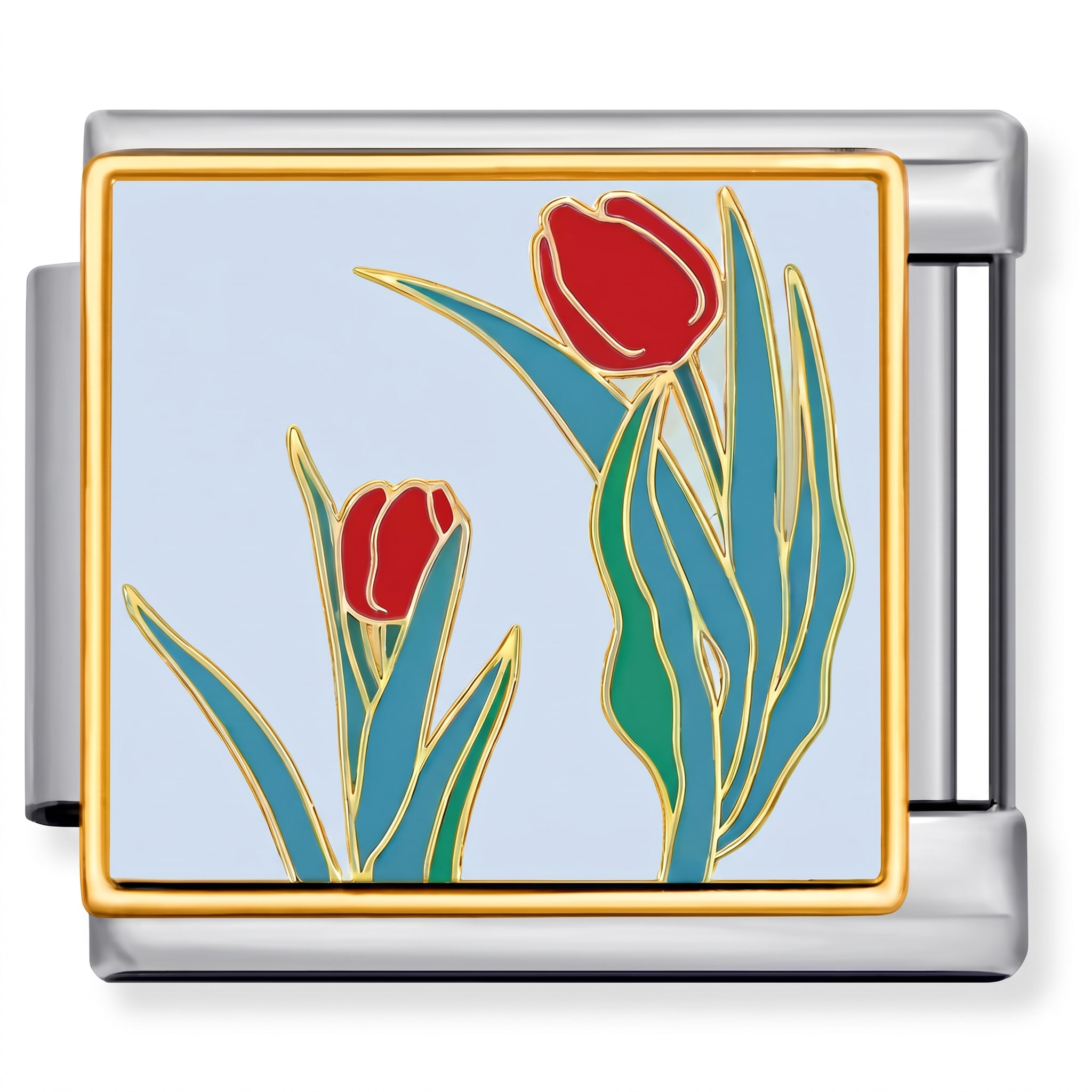 Charm Italiano Tulipanes Rojos Plateado