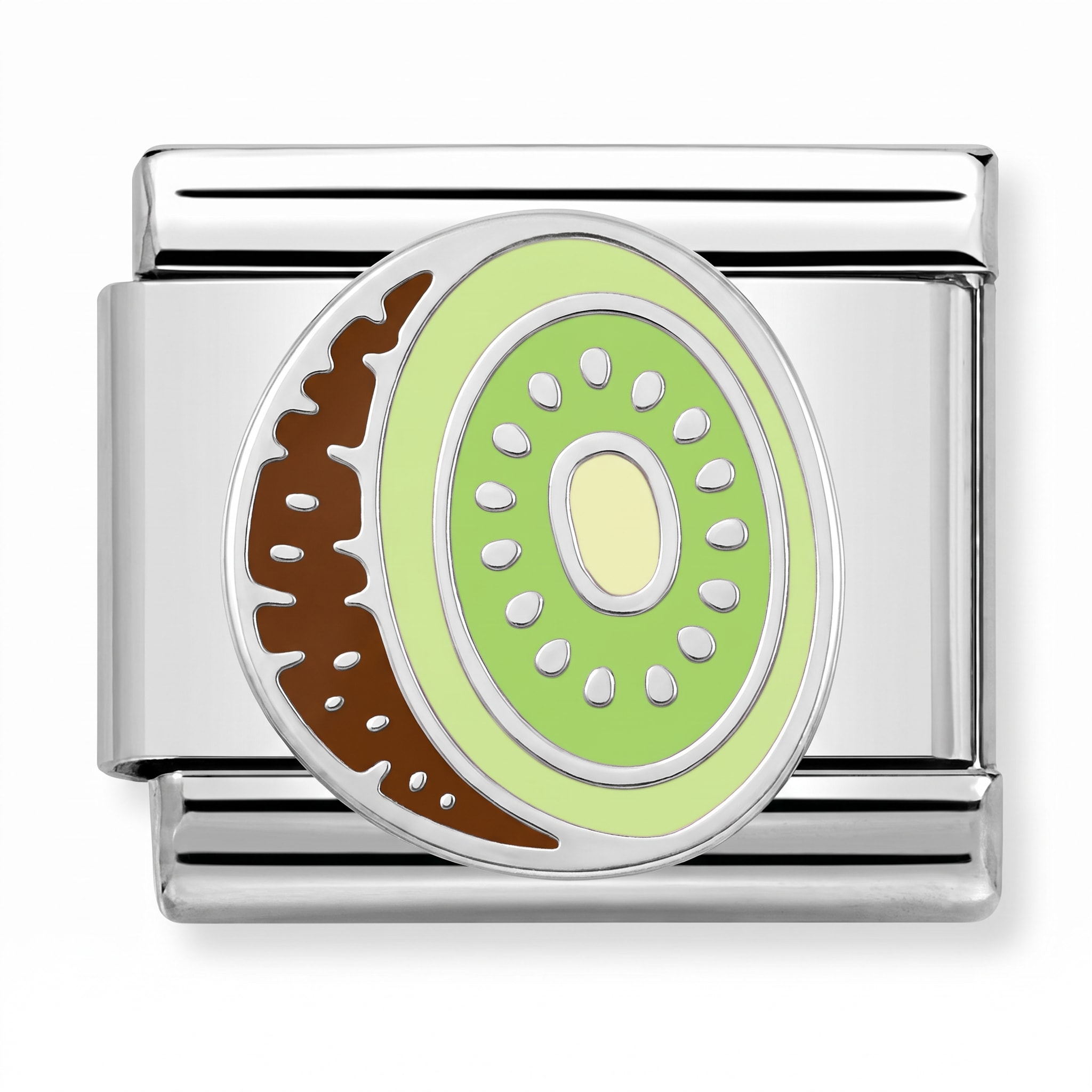 Charm Italiano Kiwi Esmaltado Plateado