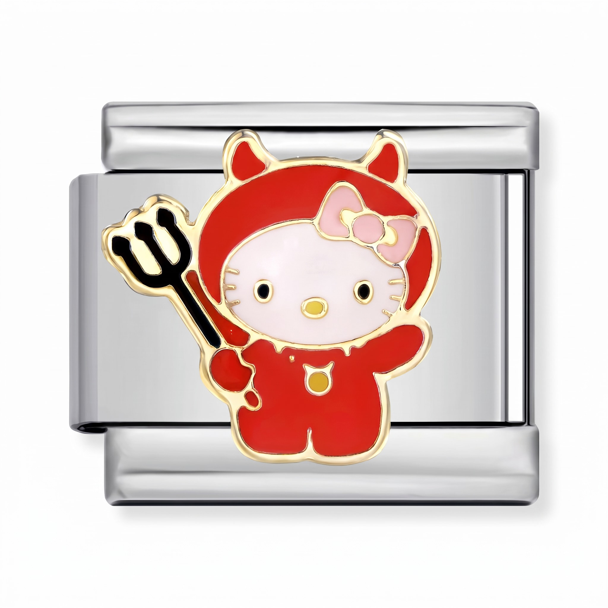Charm Italiano Hello Kitty Diablo Rojo Plateado