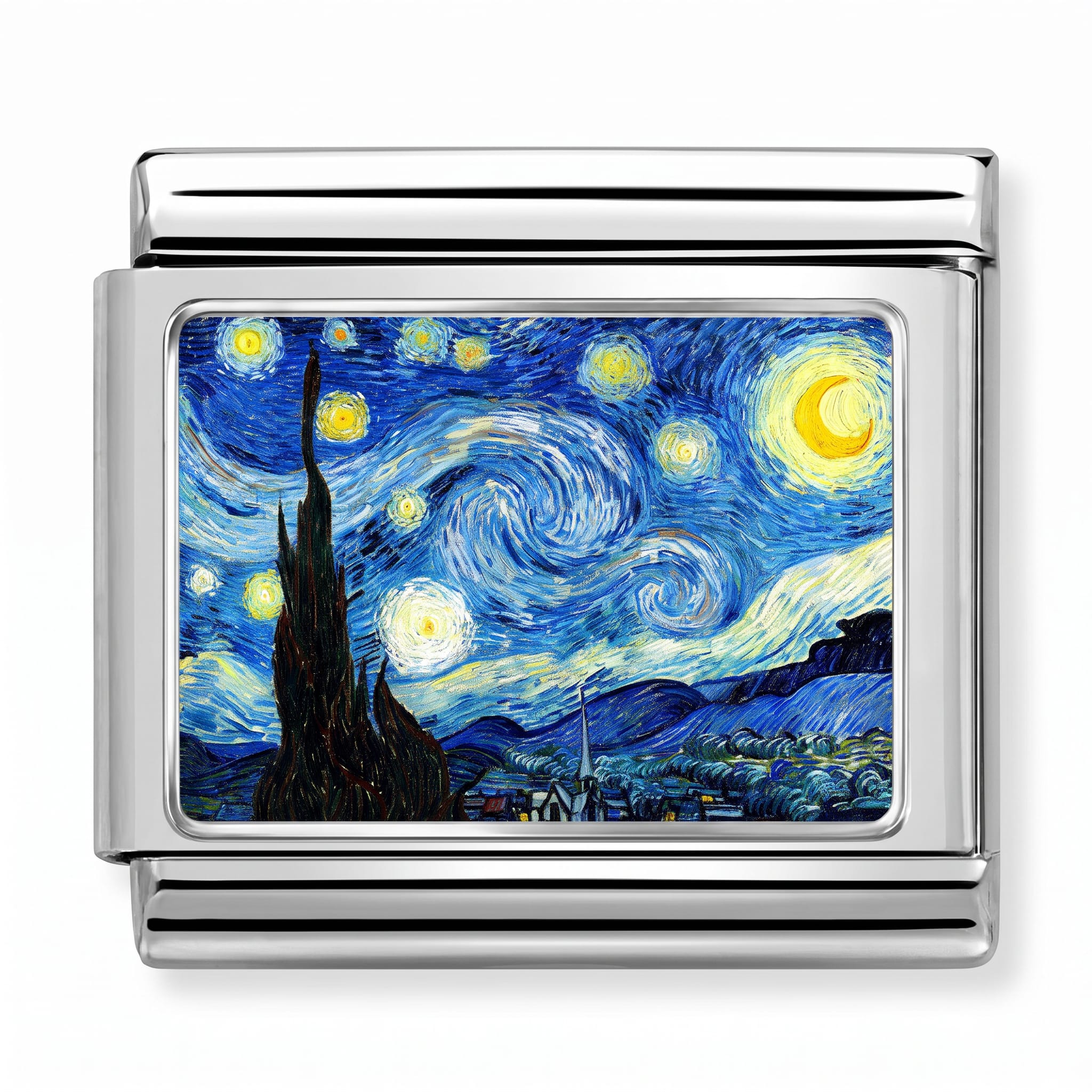 Charm Italiano Noche Estrellada de Van Gogh Plateado