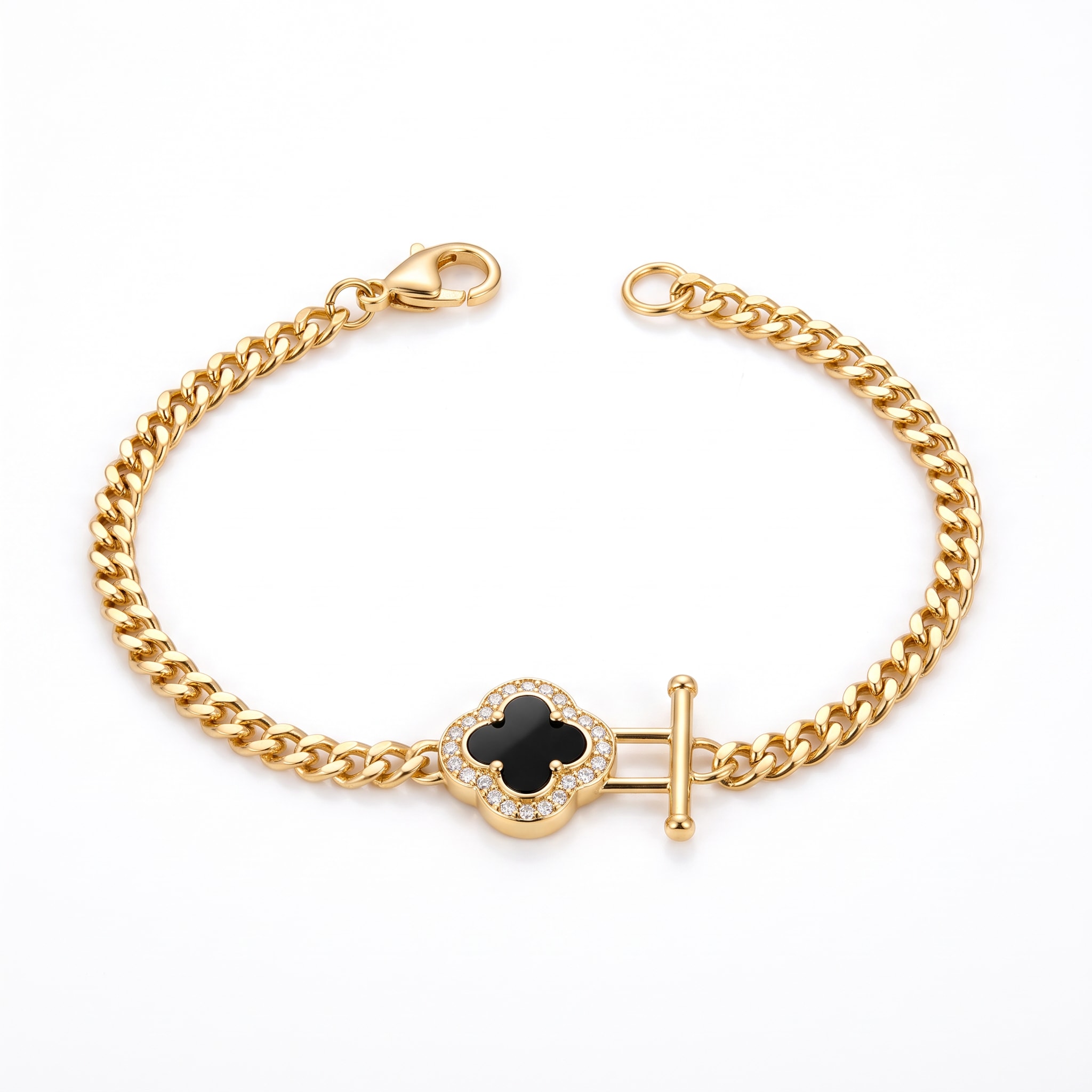Pulsera Trébol en Chapa de Oro 18k