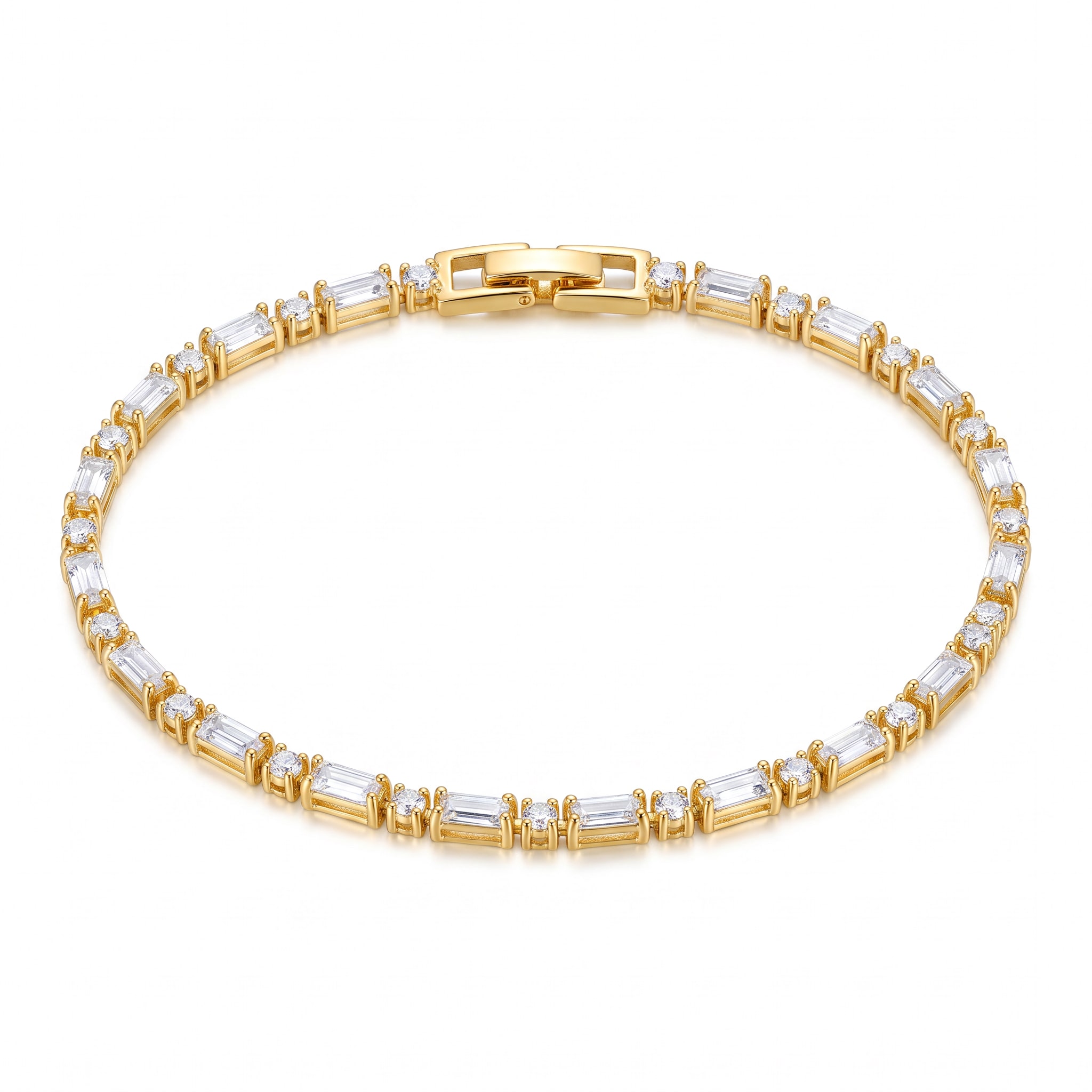 Pulsera Delgada Zirconias en Chapa de Oro 18k