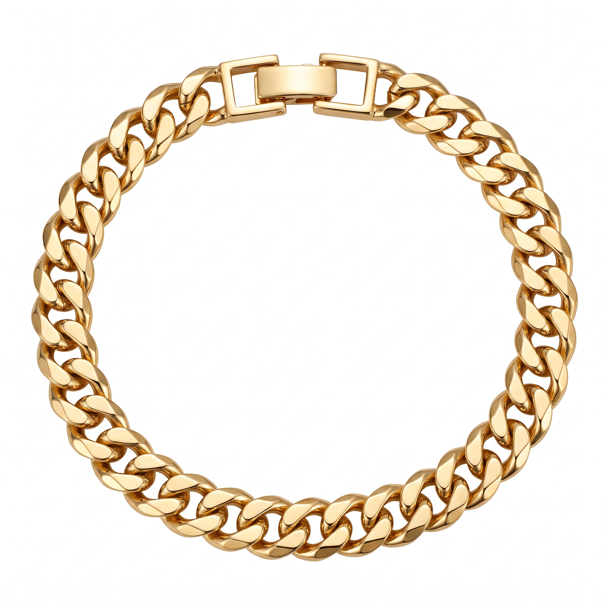Pulsera Eslabón Cubano Grueso en Chapa de Oro 18k