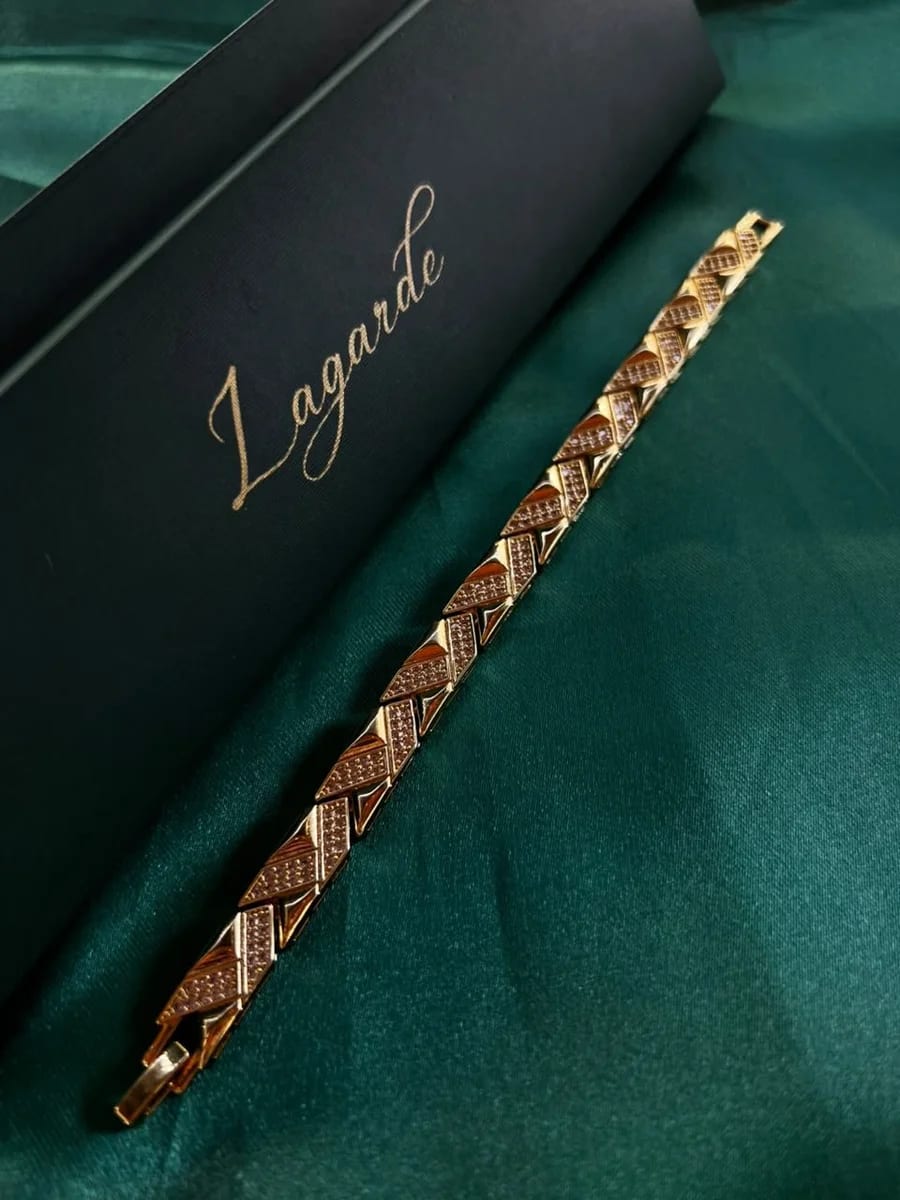 Pulsera Eslabones Triangulares con Textura Chapa de Oro 18k — vista 3