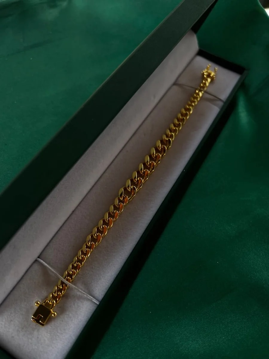 Pulsera Eslabón Cubano Clásico Chapa de Oro 18k — vista 2