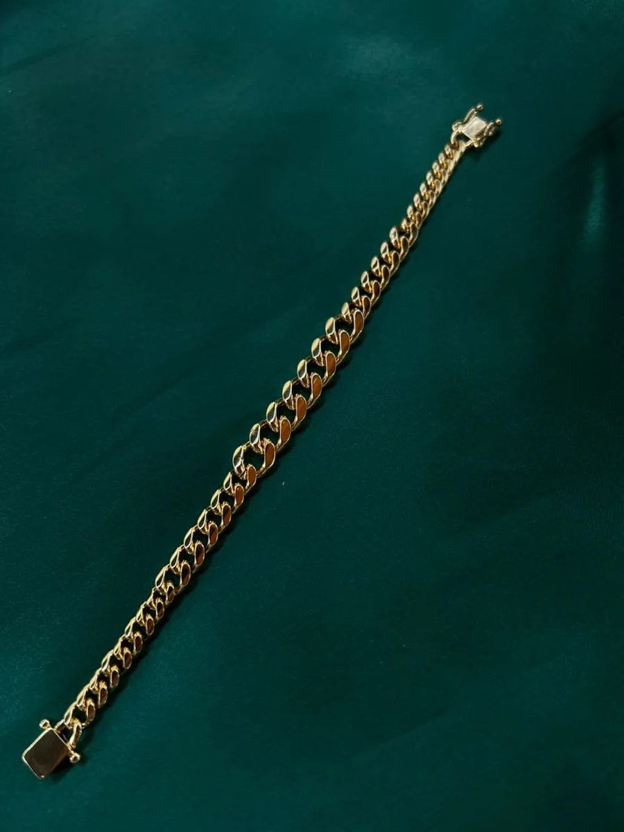 Pulsera Eslabón Cubano Clásico Chapa de Oro 18k — vista 3