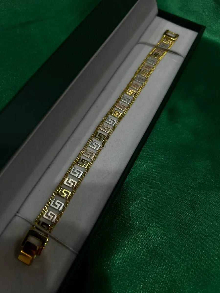 Pulsera con Grecas Griegas en Chapa de Oro 18k — vista 2