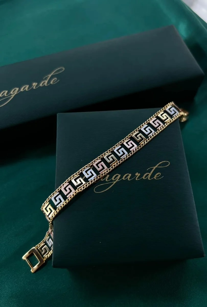 Pulsera con Grecas Griegas en Chapa de Oro 18k — vista 4