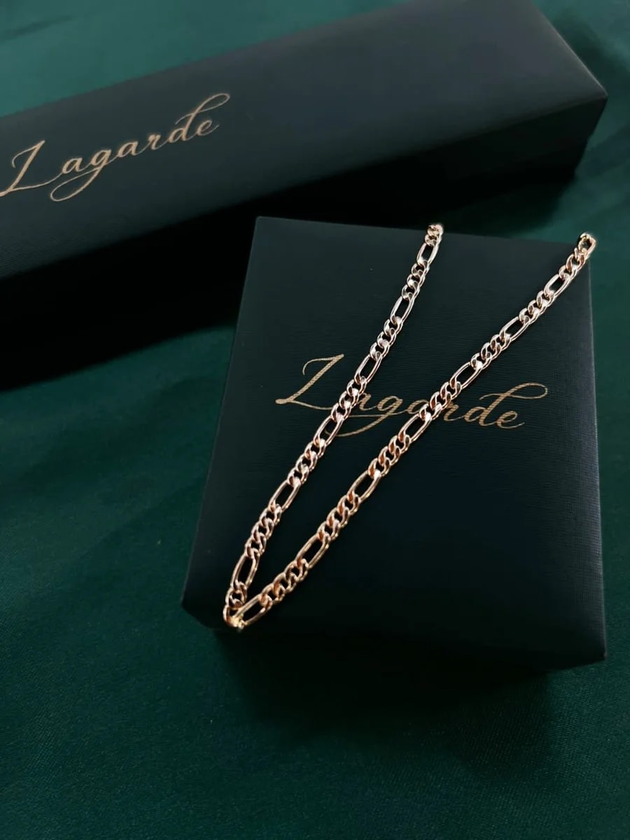 Collar Cadena Eslabón Figaro Chapa de Oro 18k — vista 2
