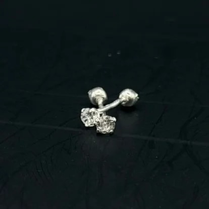 Broquel Zirconia blanca circula 2.5mm de plata .925