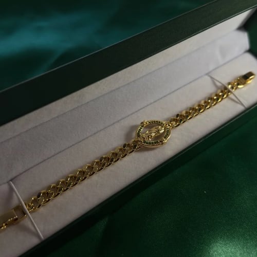 Pulsera Dorada Curb y Aro Oval Chapa de Oro