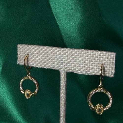 Aretes Largos con Gota Óvalo de Chapa de Oro 18k