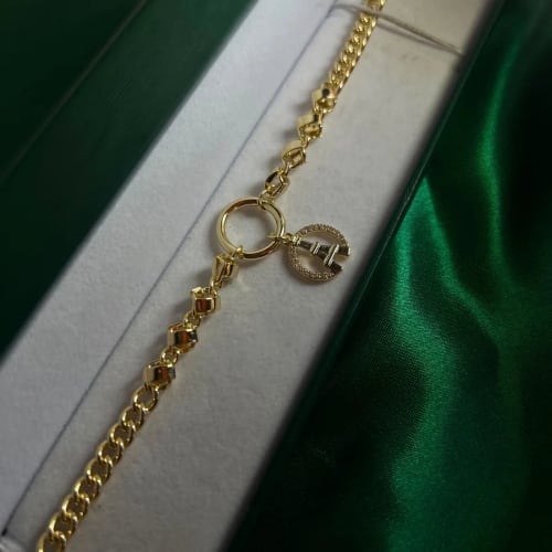 Pulsera Medalla Torre Eiffel Chapa de Oro 18k