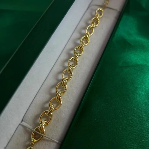Pulsera Cadena Eslabon Ancho Chapa de Oro 18k