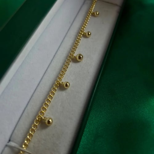 Pulsera Eslabon Colgate Esféricos en Chapa de Oro 18k