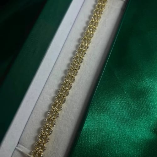 Pulsera Eslabones Ornamentados Finos en Chapa de Oro 18k