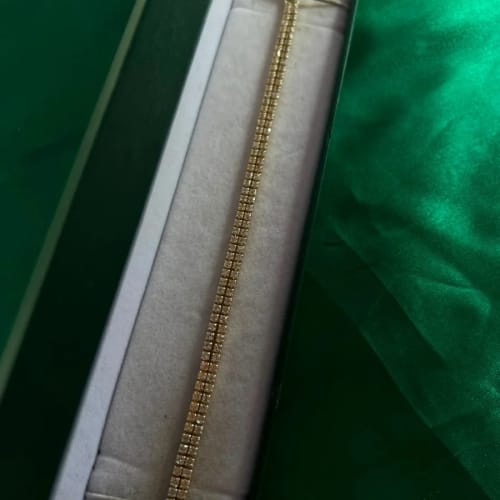 Pulsera Eslabones Cuadrados Brillantes Estilo Monaco Chapa de Oro 18k