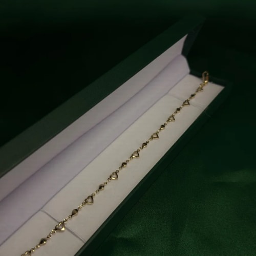 Pulsera Delicada de Corazones en Chapa de Oro 18k