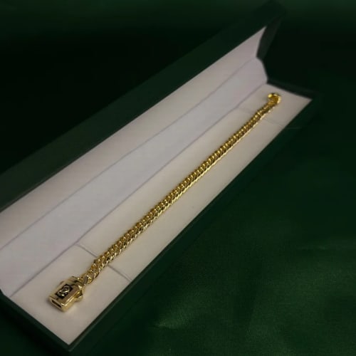 Pulsera Eslabón Fino con Broche de Seguridad en Chapa de Oro 18k
