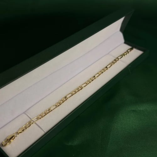 Pulsera Eslabón Figaro Clásico en Chapa de Oro 18k