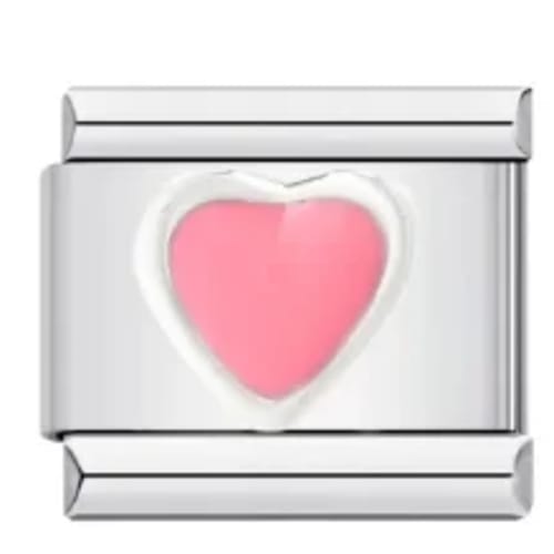 Charm Italiano Corazón Rosa Plateado