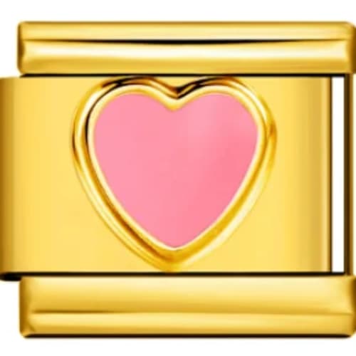 Charm Italiano Corazón Rosa Dorado