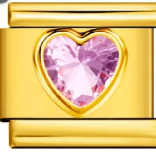Charm Italiano Corazón Rosa Dorado