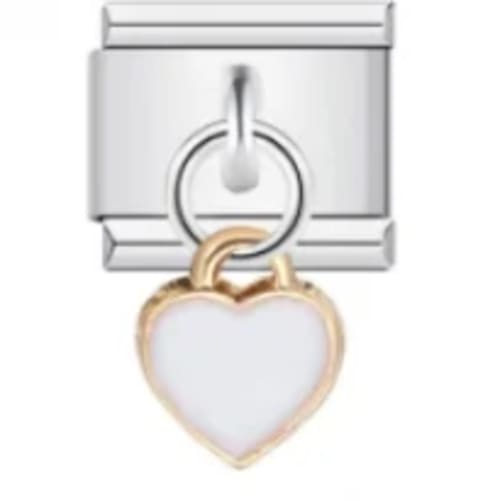 Charm Italiano Corazón Blanco Colgante Plateado