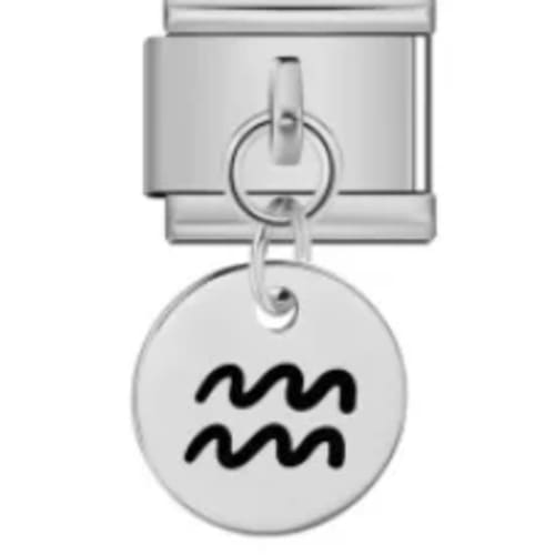Charm Italiano Signo Acuario Colgante Plateado