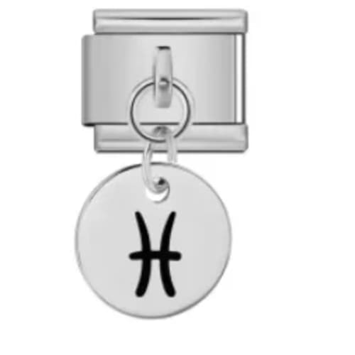 Charm Italiano Signo Piscis Colgante Plateado