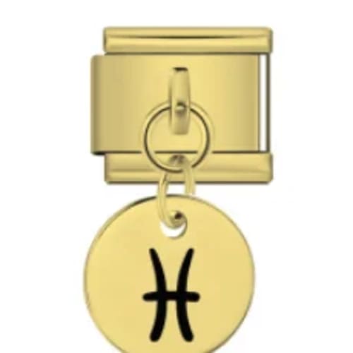 Charm Italiano Signo Piscis Colgante Dorado