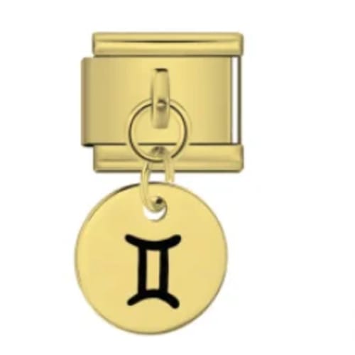 Charm Italiano Signo Zodiacal Géminis Colgante Dorado