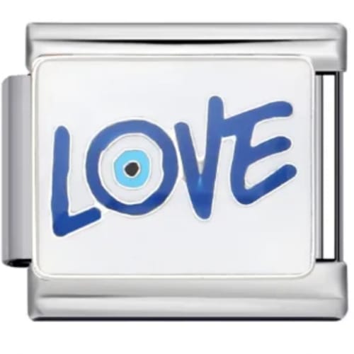 Charm Italiano Palabra Love con Ojo Plateado